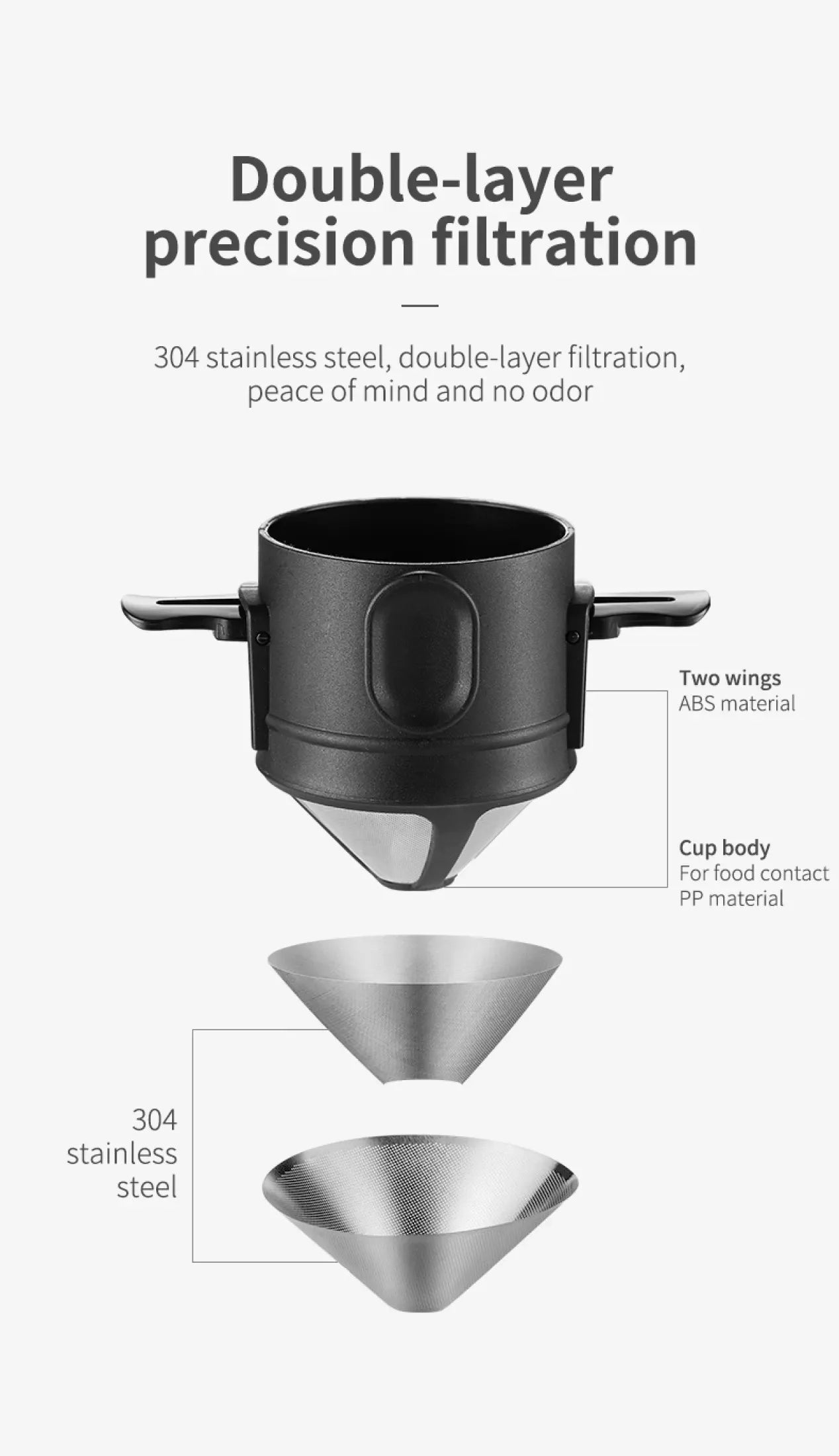304 Stainless Steel Portable Coffee Filter Drip Coffee Tea Holder Reusable Mug Coffee Dripper Tea Cup Set Coffee Pot Coffeeware