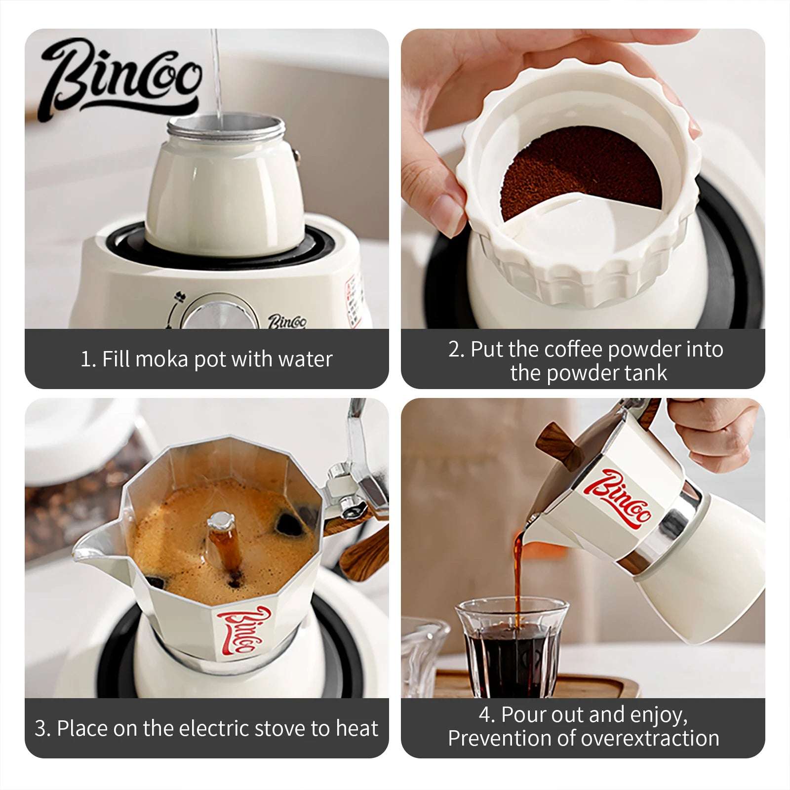 Bincoo Single Valve Coffee Moka Pot Espresso Machine Brewed Coffee Italian Home Outdoor Kitchen Utensils Barista Accessories