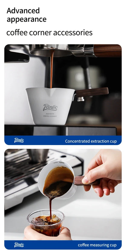 Bincoo Coffee extraction cup concentration cup stainless steel liquid cup wood handle powder press powder cup tool full set