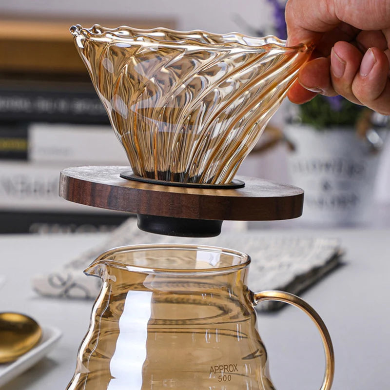 Pour Over Coffee Dripper Coffee Pot Set 600ml Coffee Server Coffee Maker Brewing Cup V02 Glass Coffee Funnel Drip Coffee Set