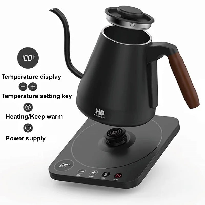 220V Electric Kettle Gooseneck Jug Hand Brew Coffee Pot Thermo Pot Temperature-Control Heating Water Bottle 800ml Smart Teapot