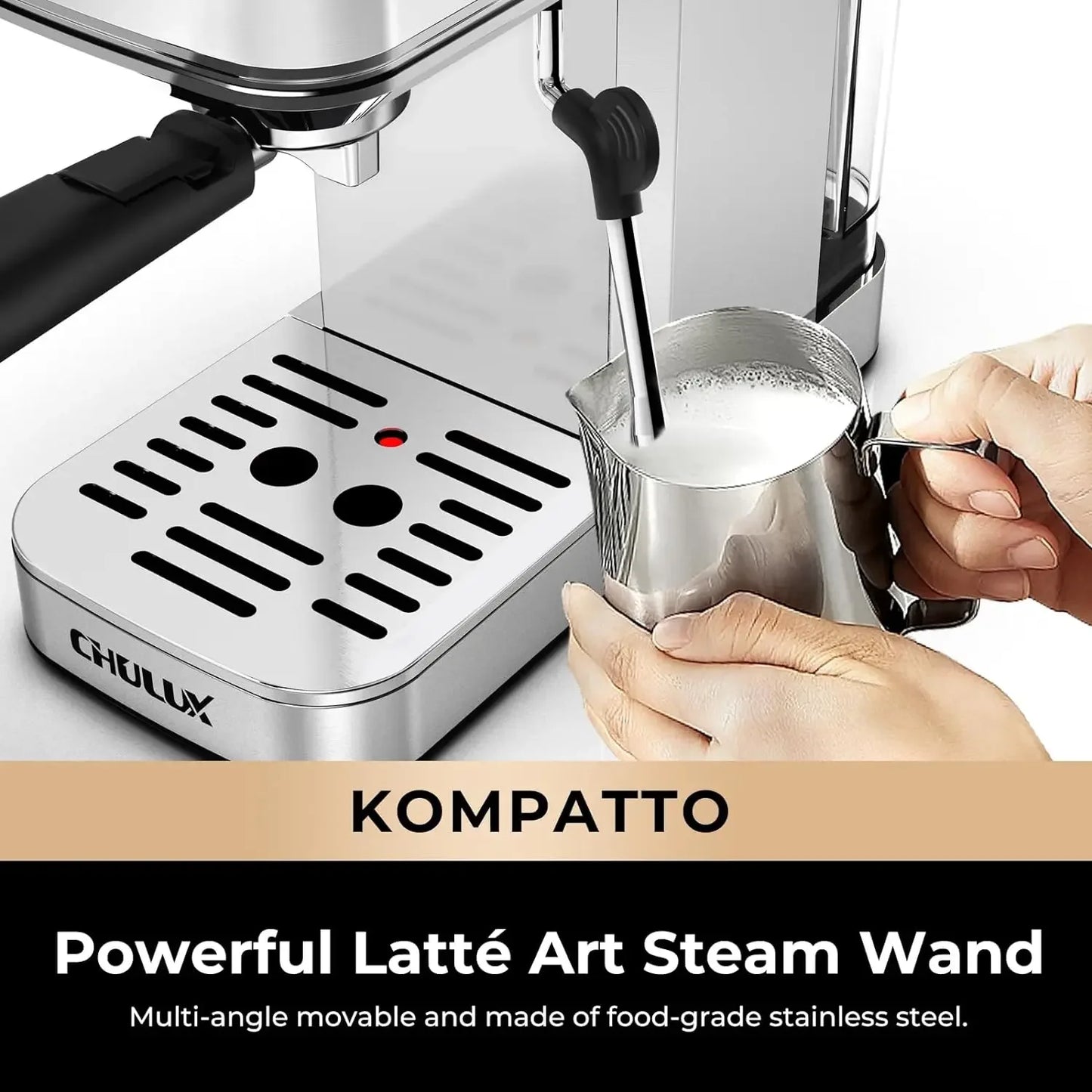 NEW Slim Espresso Machine with Milk Frother Steam Wand, 20 Bar Professional Pump Semi Automatic Espresso Coffee Machine