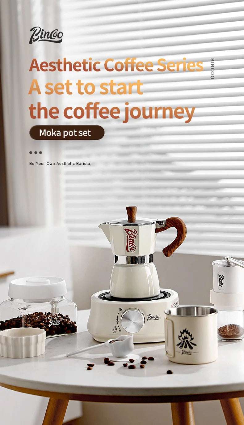 Bincoo Single Valve Coffee Moka Pot Espresso Machine Brewed Coffee Italian Home Outdoor Kitchen Utensils Barista Accessories