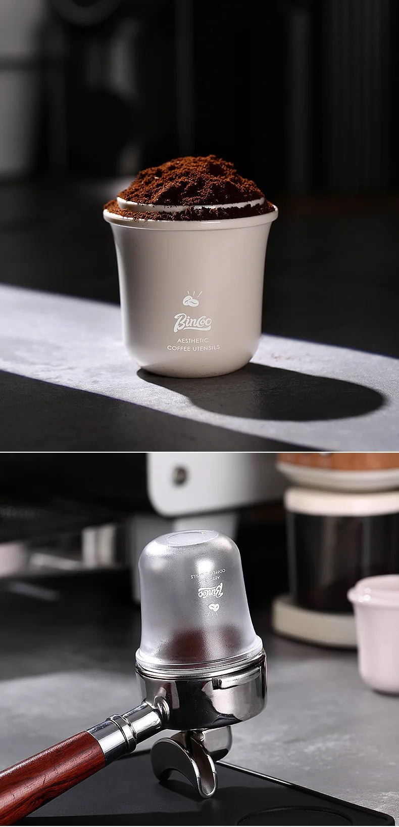 Bincoo Coffee Powder Catcher Cup Coffee Weighing Bean Transparent Aroma Cup Inverted Powder Catcher Anti-Flying Powder Device