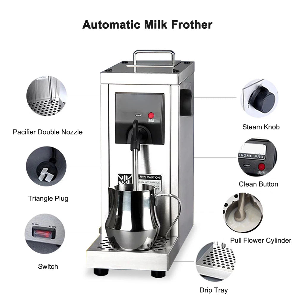 Welhome 220v Professional Milk Steamer Commercial Milk Foaming Machine Milk Steamer With Temperature Setting Milker