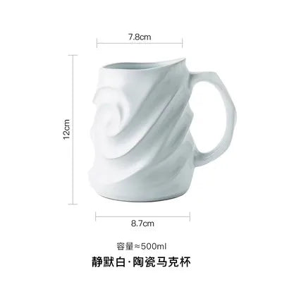 500ml Leaf Pattern Ceramic Coffee Mug Large Capacity Frosted Water Cup Office Coffee Tea Cup Kitchen Utensils