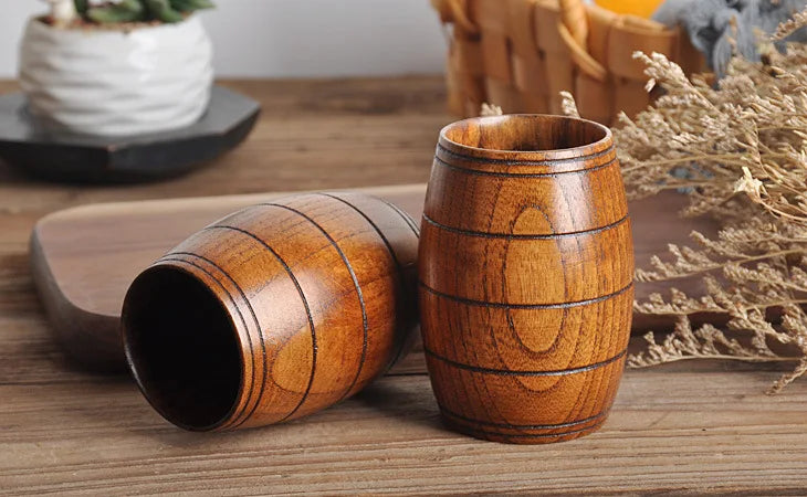 Wooden Bucket Shape Mugs Handmade Natural Spruce Wood Cups Beer Coffee Milk Water Drinking TeaCup Creative Kitchen Bar Drinkware