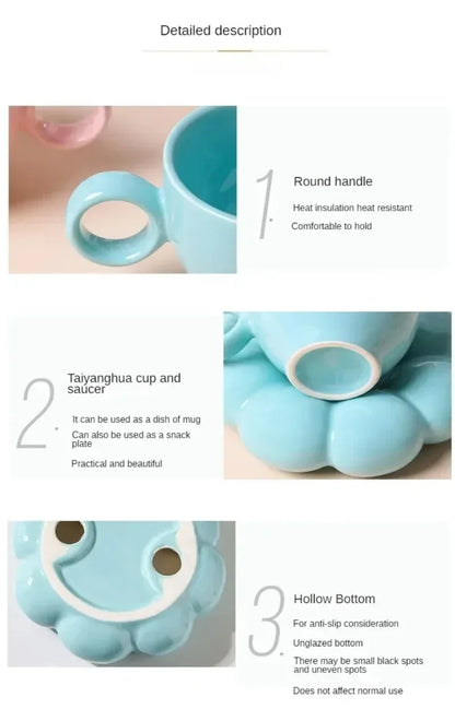 Ceramic Coffee Cup Set with Saucer Creative Cloud-Shaped Mug Milk Afternoon Tea Water Cups Kitchen Drinkware Tabletop Decoration