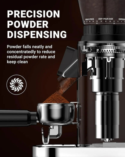 Coffee Grinder, Coffee Bean Grinder for Home Use with Precise Grinding, LED Control Panel, Detachable Funnel Stand,