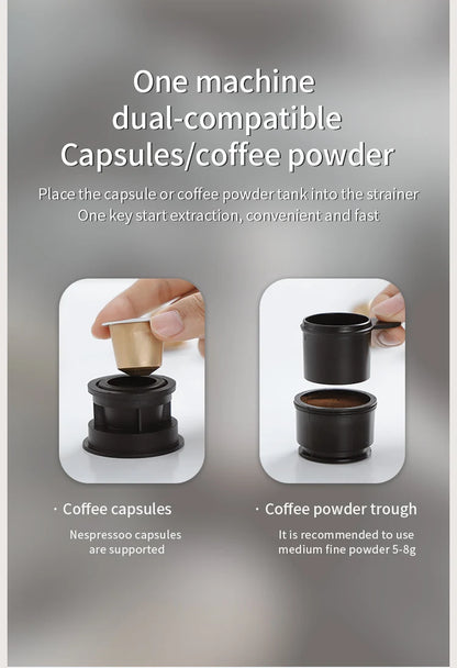 Bincoo Electric Portable Coffee Machine Small Espresso Coffee Bean Powder Capsule Home Car Outdoor Travel