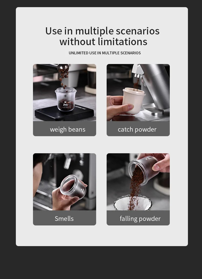 Bincoo Coffee Powder Catcher Cup Coffee Weighing Bean Transparent Aroma Cup Inverted Powder Catcher Anti-Flying Powder Device