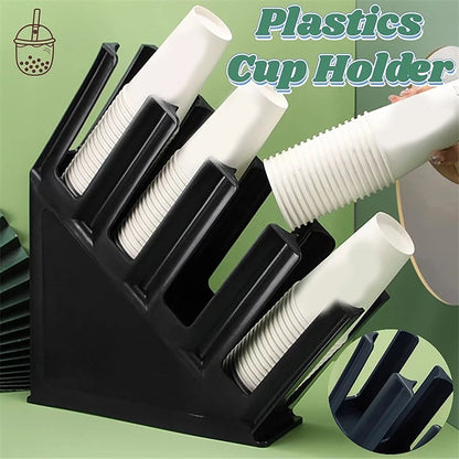 4 Layers Paper Cup Holder Disposable Cup Bracket Coffee Milk Tea Bar Drinking Holder Plastic Storage Rack Cup Divider