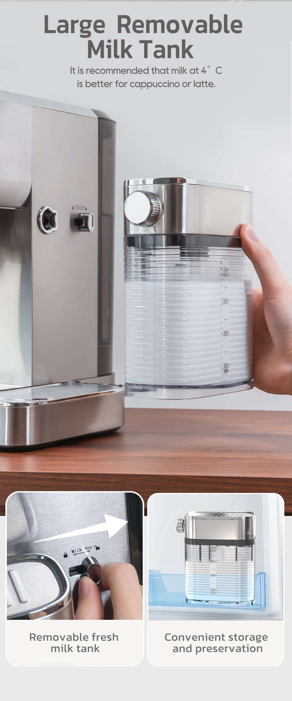 HiBREW  3 in 1 Semi Automatic Espresso Cappuccino Latte Coffee Machine Automatic Milk Froth Ground Coffee Stainless Steels H13A