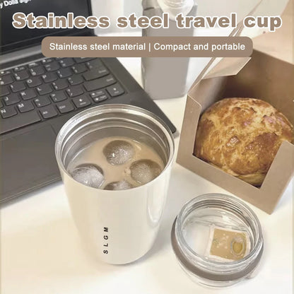 1PCTumbler Thermos Cup Milky White Coffee Mug Car Insulated Water Bottle Travel Stainless Steel Vacuum Flasks Drinking Kettle