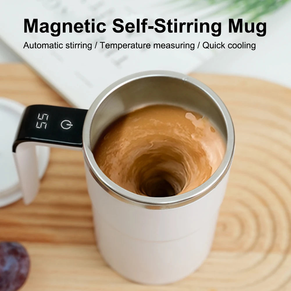 Magnetic Self Stirring Coffee Mugs Portable Automatic Mixing Cup Rechargeable Self Stirring Cup With Thermometer For Home Office