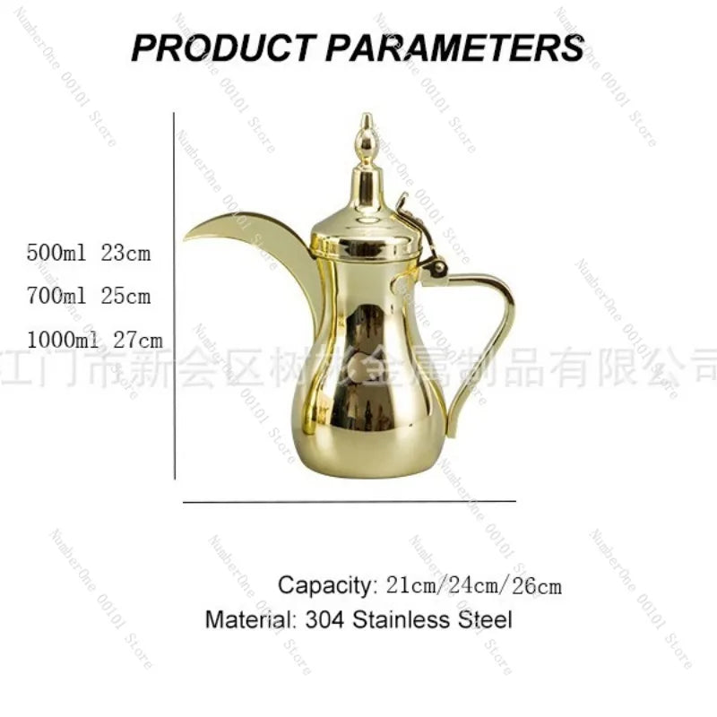 Stainless Steel Middle East Pot Arabian Coffee Pot Warm Kettle Teapot Court Pot Gold Silver