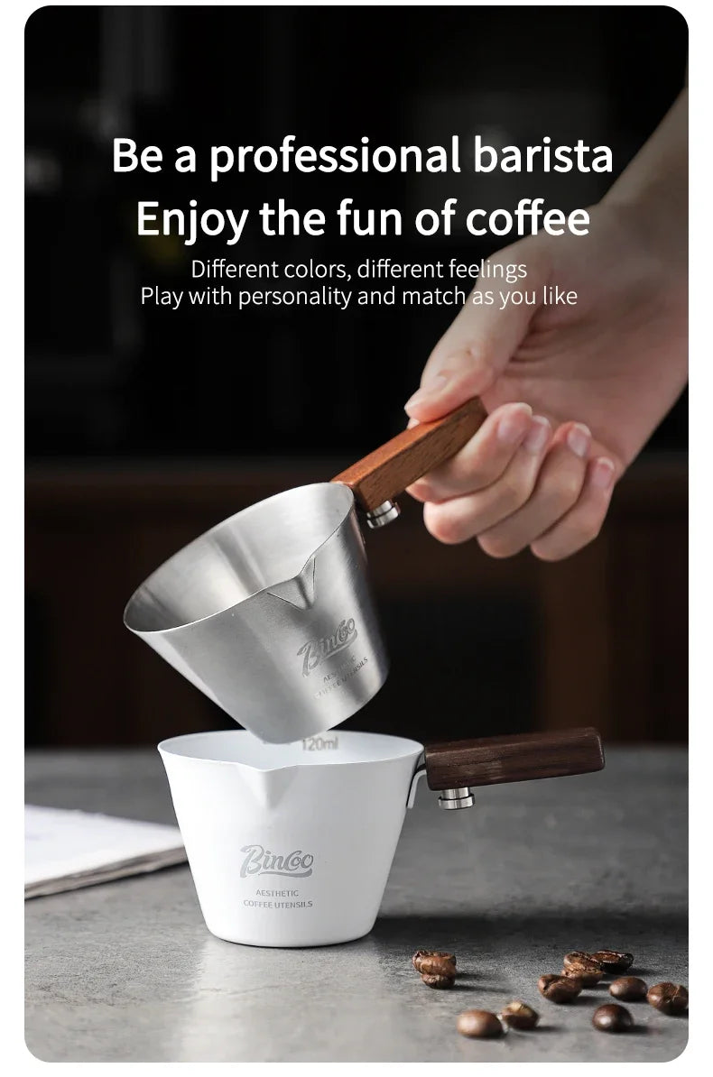 Bincoo Coffee extraction cup concentration cup stainless steel liquid cup wood handle powder press powder cup tool full set