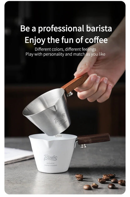 Bincoo Coffee extraction cup concentration cup stainless steel liquid cup wood handle powder press powder cup tool full set