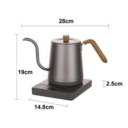 110V/220V Hand Brewed Coffee Gooseneck Kettle Smart Temperature Adjust 304 Stainless Steel Teapot 1000W Electric Kettle 800ml