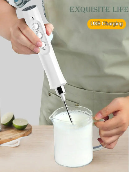 Portable Rechargeable Electric Milk Frother Foam Maker Wireless Handheld Foamer High Speeds Drink Mixer Coffee Frothing Wand