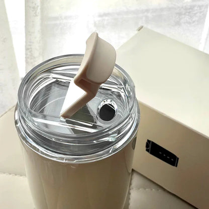 1PCTumbler Thermos Cup Milky White Coffee Mug Car Insulated Water Bottle Travel Stainless Steel Vacuum Flasks Drinking Kettle