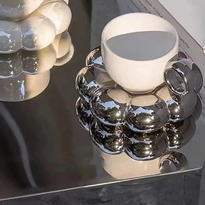 Ceramic Coffee Cup Set with Saucer Creative Cloud-Shaped Mug Milk Afternoon Tea Water Cups Kitchen Drinkware Tabletop Decoration