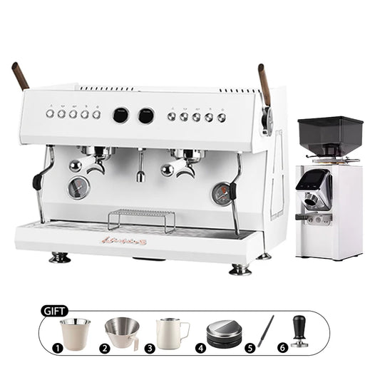 Commercial Coffee Machine CRM3211A, 2 Composite Brewing Heads, Independent Multi Boiler System, Automatic Water Inlet and Outlet
