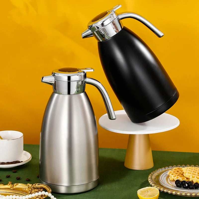 2.2L Large Capacity Stainless Steel Carafe Home Coffee Kettle Kitchen Tea Pot Pitchers Display Temperature Bottle