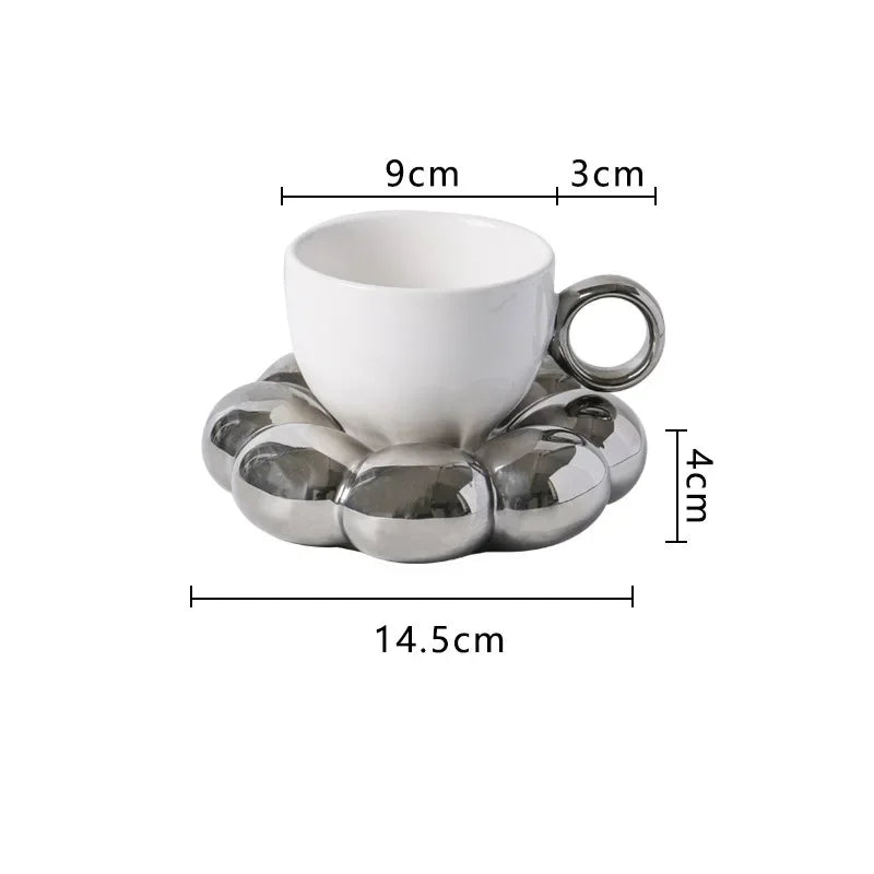 Ceramic Coffee Cup Set with Saucer Creative Cloud-Shaped Mug Milk Afternoon Tea Water Cups Kitchen Drinkware Tabletop Decoration