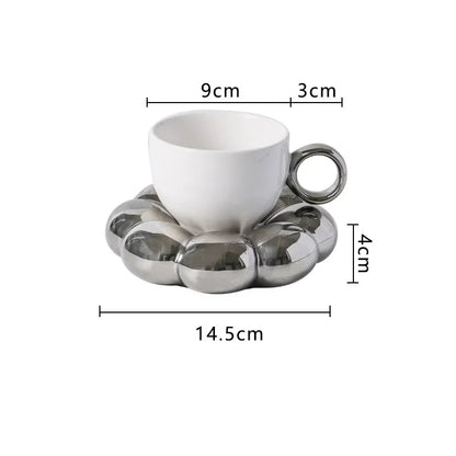 Ceramic Coffee Cup Set with Saucer Creative Cloud-Shaped Mug Milk Afternoon Tea Water Cups Kitchen Drinkware Tabletop Decoration