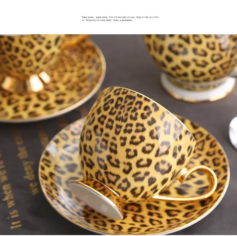 Bone China British Mug Tea Cup Leopard Print Porcelain Coffee Ceramic Cup Tableware