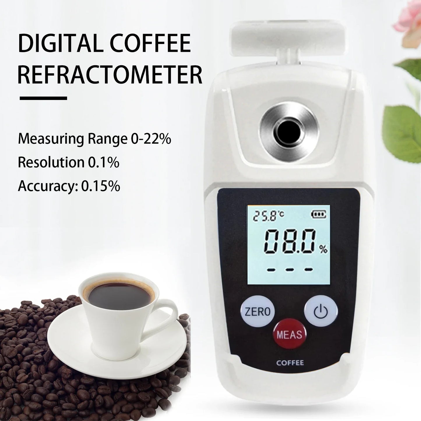 0-22%（0.15%）Digital Coffee TDS Refractometer Pocket Coffee  TDS Tester Concentration Refractometer Densitometer Measuring Tool