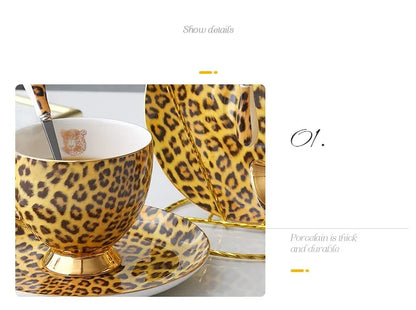 Bone China British Mug Tea Cup Leopard Print Porcelain Coffee Ceramic Cup Tableware