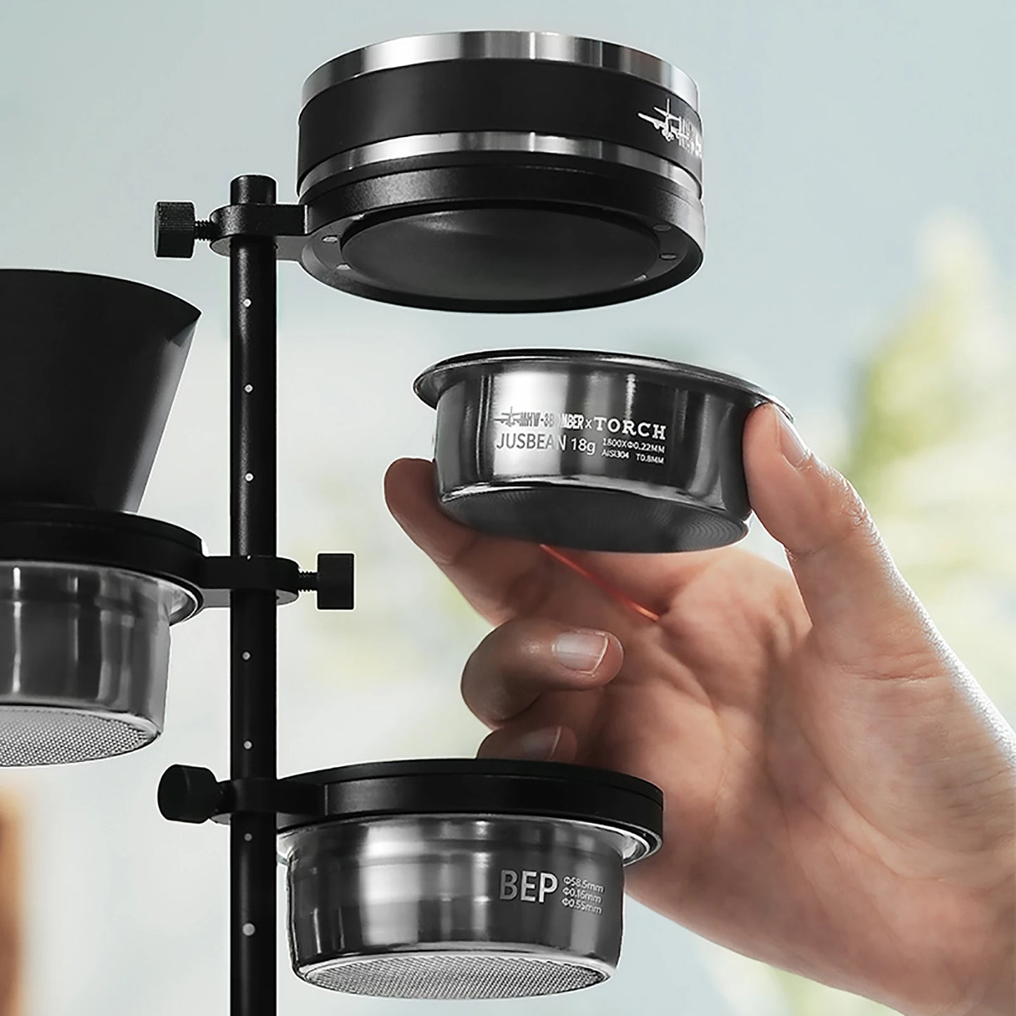 MHW-3BOMBER Magnetic Espresso Storage Stand Coffee Distributor&Tamper&Dosing Ring Storage Shelf Barista Accessories Storage Rack