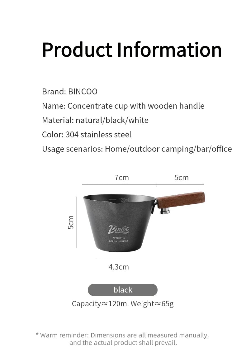 Bincoo Coffee extraction cup concentration cup stainless steel liquid cup wood handle powder press powder cup tool full set