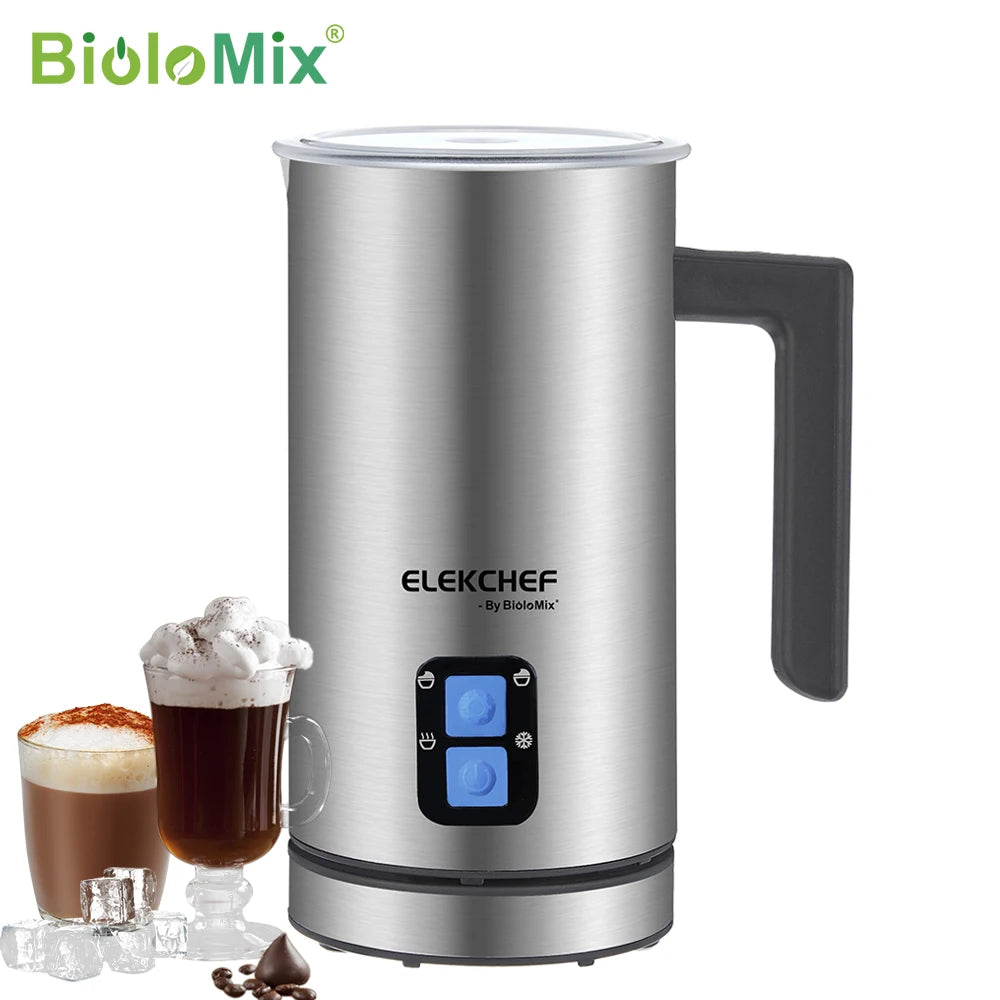 BioloMix Upgraded 4 in 1 Coffee Milk Frother Frothing Foamer Automatic Milk Warmer Cold/Hot Latte Cappuccino Chocolate