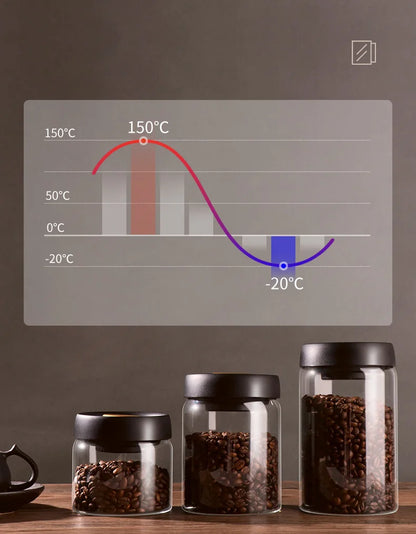 PARACITY Vacuum Sealed Tank Coffee Bean Glass Sealed Jar Household Moisture-proof Air Extraction Airtight Container Coffee Set