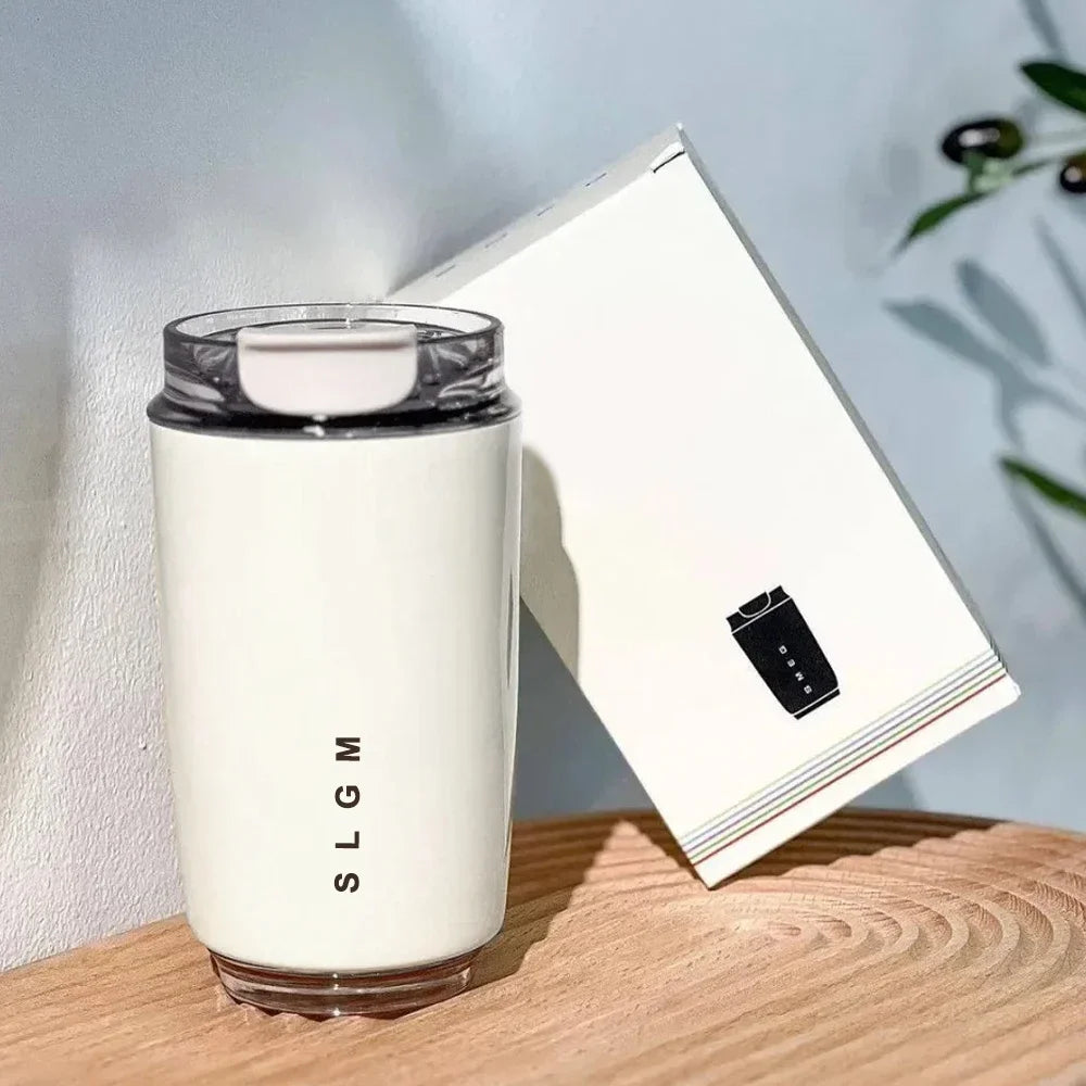 1PCTumbler Thermos Cup Milky White Coffee Mug Car Insulated Water Bottle Travel Stainless Steel Vacuum Flasks Drinking Kettle