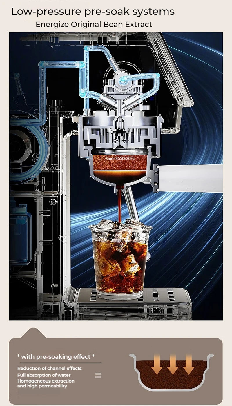 20bar Italian Coffee Machine Household Semi-automatic Hot and Cold Double Extraction with Steam Milk Frother Espresso Machine