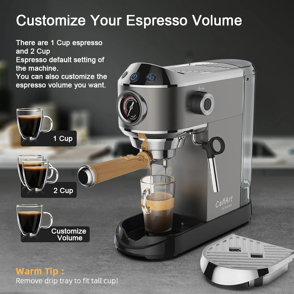 Professional 20 Bar Espresso Machine with Milk Frother – Home Barista Coffee Maker