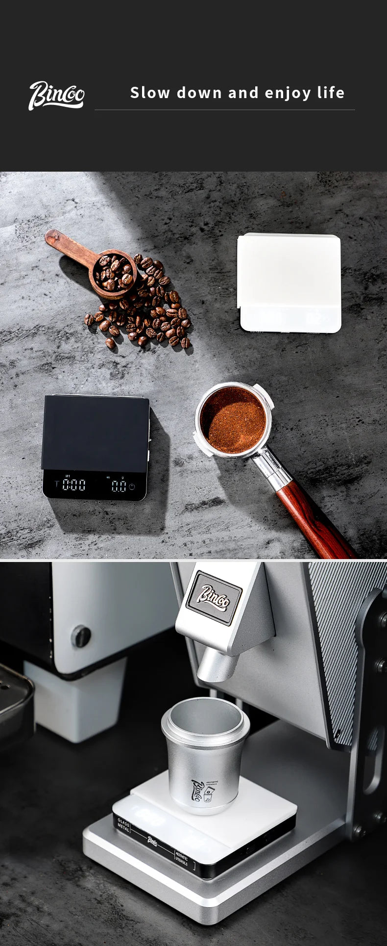 bincoo Digital Kitchen Coffee Scale 2000g/0.1g High precision cycle rechargeable electronic scale Home Barista accessories