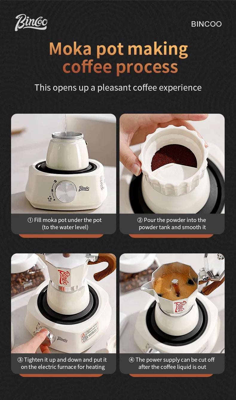 Bincoo Single Valve Coffee Moka Pot Espresso Machine Brewed Coffee Italian Home Outdoor Kitchen Utensils Barista Accessories