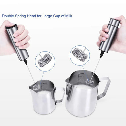 Wireless Electric Milk Frother Stainless Steel Spring Wireless Handheld Electric Mixer Foam Whisk Maker for Coffee Cappuccino