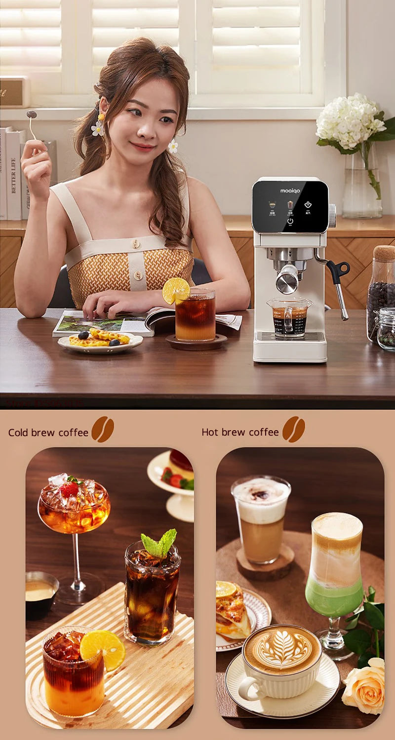 20bar Italian Coffee Machine Household Semi-automatic Hot and Cold Double Extraction with Steam Milk Frother Espresso Machine