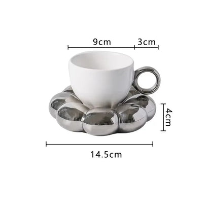 Ceramic Coffee Cup Set with Saucer Creative Cloud-Shaped Mug Milk Afternoon Tea Water Cups Kitchen Drinkware Tabletop Decoration