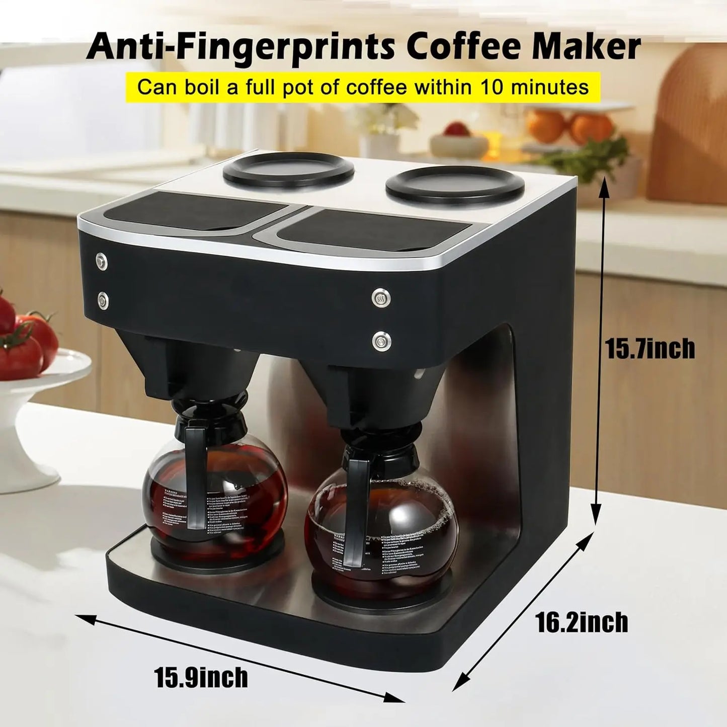 Commercial Coffee Machine, 24-Cup Coffee Maker, Automatic Pour Over Coffee Brewer with 4 Warmer Pads