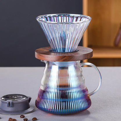 Pour Over Coffee Dripper Coffee Pot Set 600ml Coffee Server Coffee Maker Brewing Cup V02 Glass Coffee Funnel Drip Coffee Set