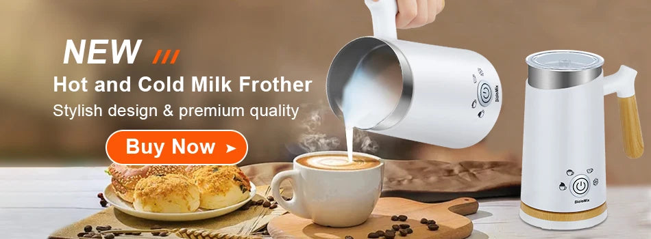 BioloMix Upgraded 4 in 1 Coffee Milk Frother Frothing Foamer Automatic Milk Warmer Cold/Hot Latte Cappuccino Chocolate