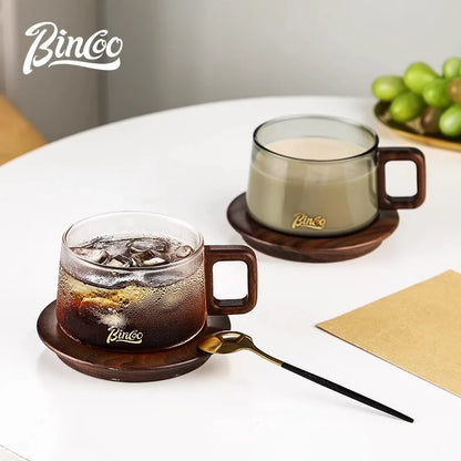 Bincoo Japanese Coffee Cup And Saucer Set Premium Afternoon Tea Gift Box With Spoon High Appearance Level Coffee Glass Cup