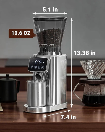 Coffee Grinder, Coffee Bean Grinder for Home Use with Precise Grinding, LED Control Panel, Detachable Funnel Stand,